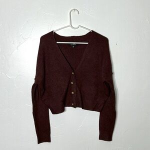 Love Tree Knit Cropped Button Down Cardigan